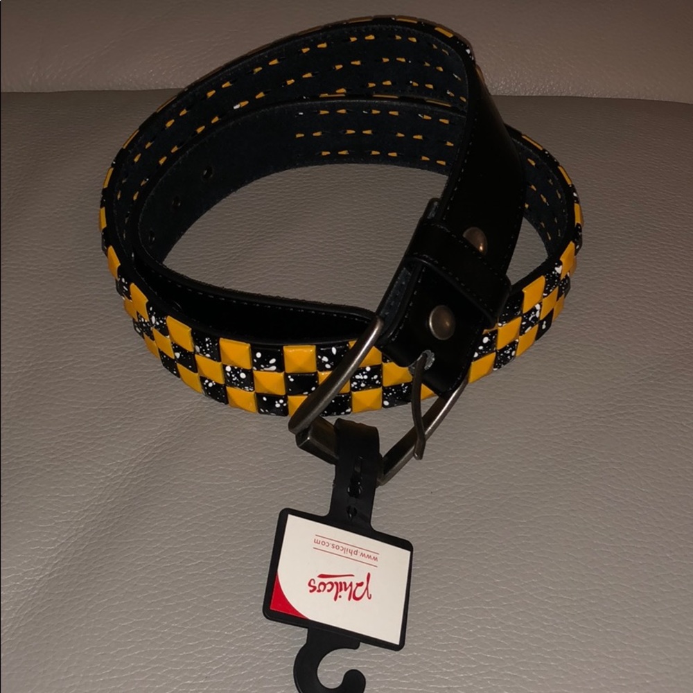 Philcos Leather Belt with Metal Design NWT